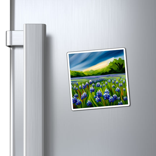 A Serene Field of Bluebonnets Magnet
